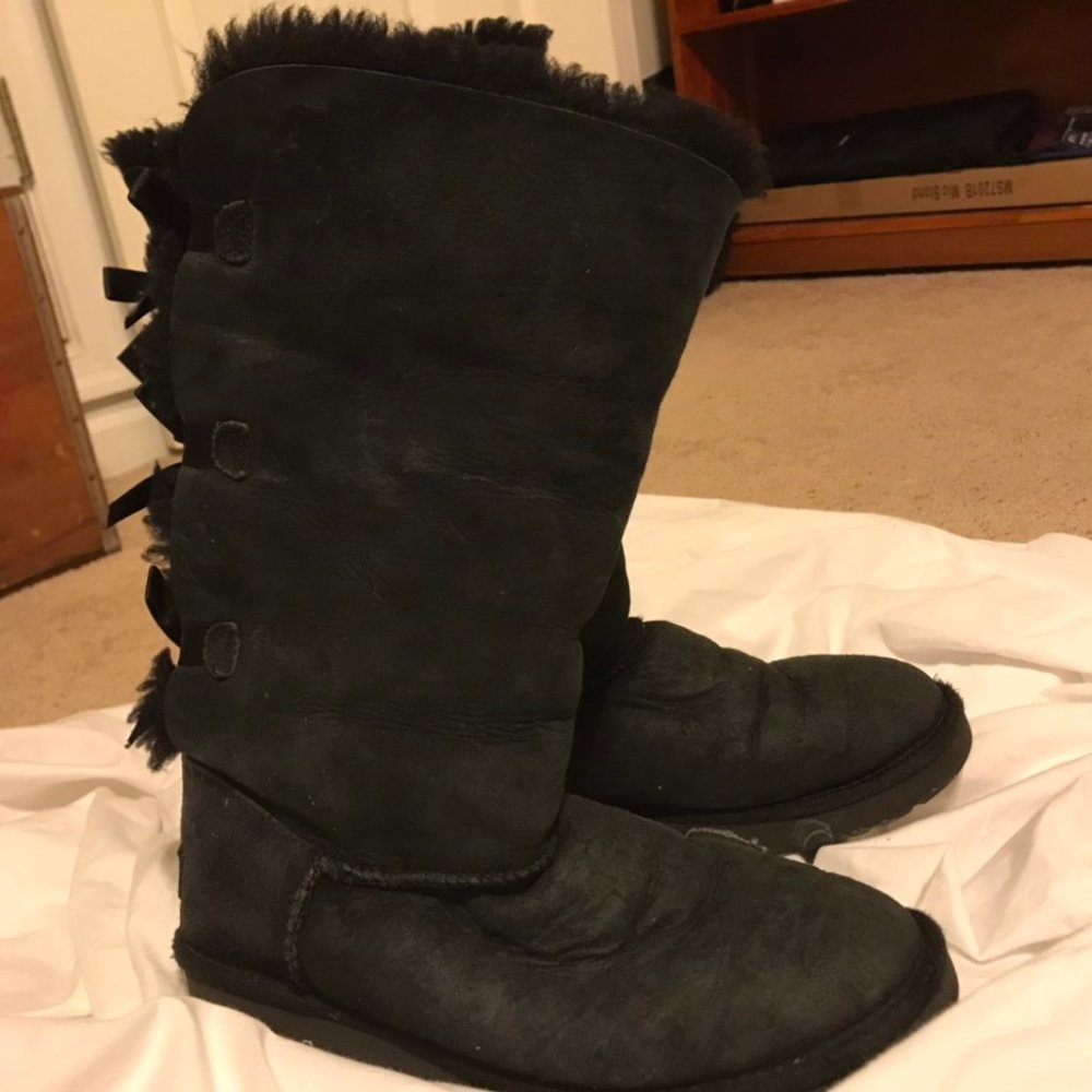 Warm Knee Length black Ugg Boots